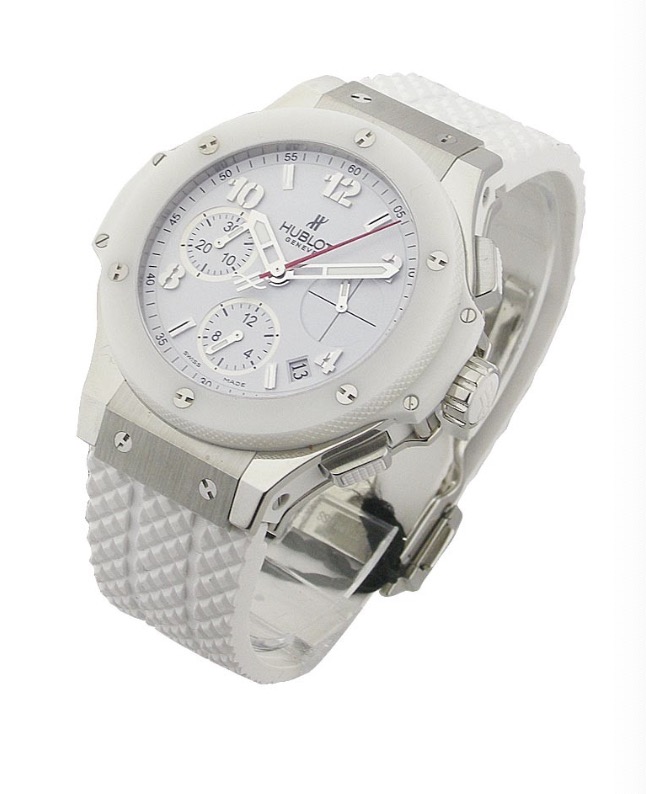 replica Hublot 41mm Big Bang - ASPEN in Steel On White Rubber Strap with White Dial 342.SE.230.RW