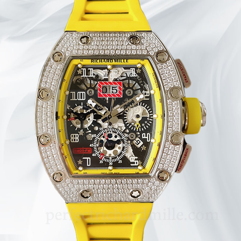 replica Richard Mille RM011 Men Mechanical Rubber Band Watch Transparent Dial watch