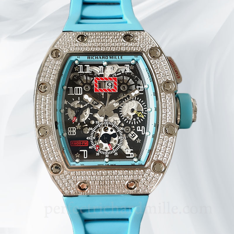 replica Richard Mille RM011 Mechanical Men Transparent Dial Watch Rubber Band watch