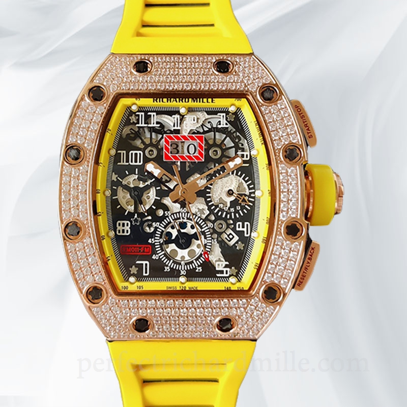 replica Richard Mille RM011 Mechanical Men Diamond Bezel Rubber Band watch