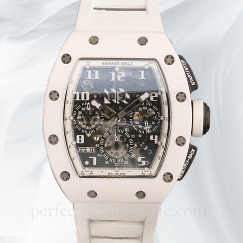 replica Richard Mille RM011 Men Automatic Ceramics Bezel Watch Transparent Dial watch