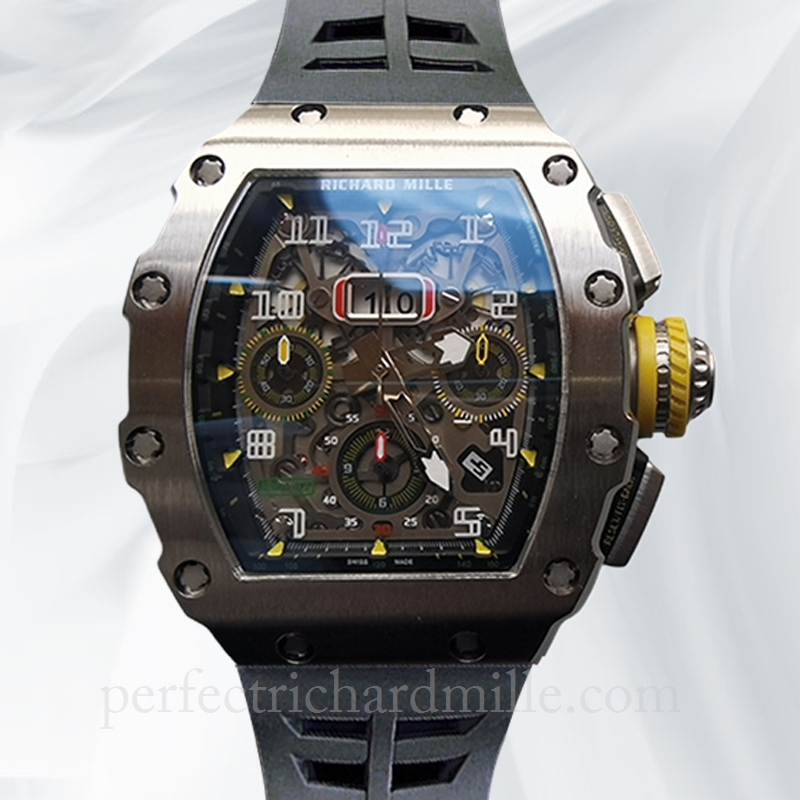 replica Richard Mille RM011 Automatic Men Transparent Dial Titanium Watch