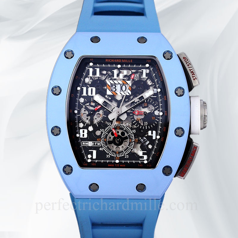 replica Richard Mille RM 011 Men Automatic Transparent Dial Rubber Band Acrylic watch
