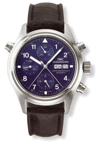 replica IWC - IW3711-27 Pilot's Watch Doppelchronograph Platinum / Blue / English / Strap watch