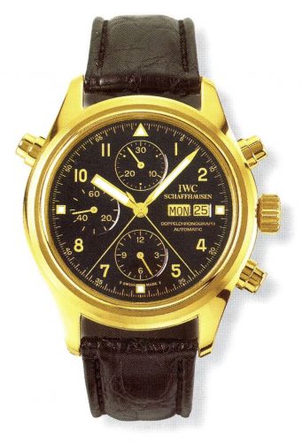 replica IWC - IW3711-13 Pilot's Watch Doppelchronograph Yellow Gold / Black / German / Strap watch