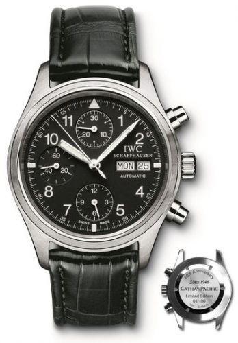 replica IWC - IW3706-31 Pilot's Watch Chronograph Stainless Steel / Black / Cathay Pacific watch