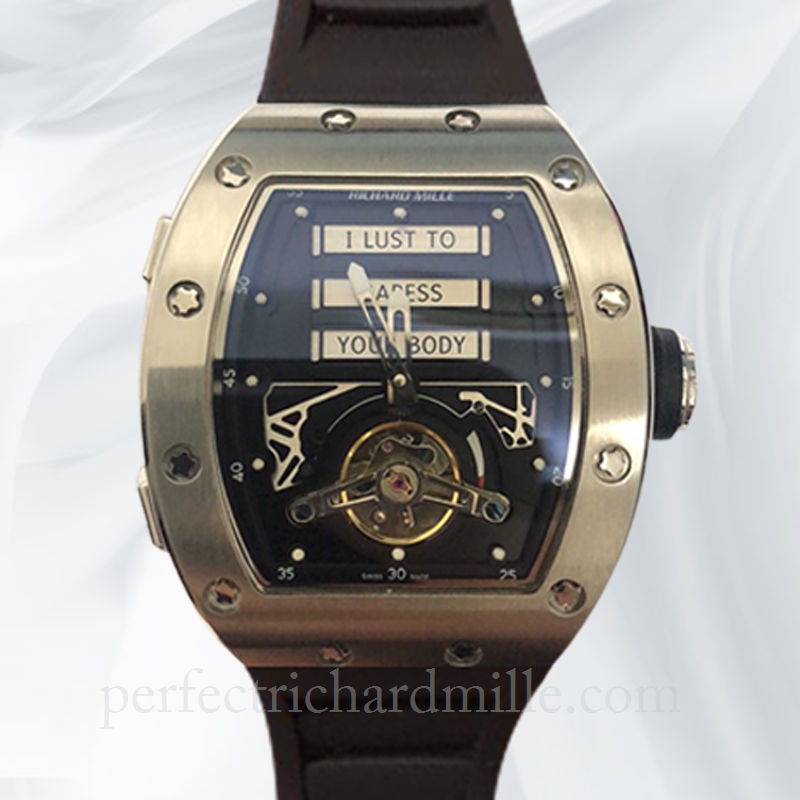 replica Richard Mille RM069 Mechanical Men Stainless Steel Rubber Band Black Dial watch