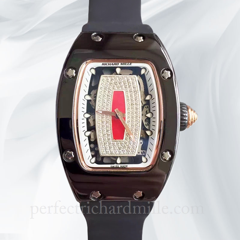 replica Richard Mille RM07-01 Ladies Automatic Red With Diamonds Dial Ceramics Bezel watch