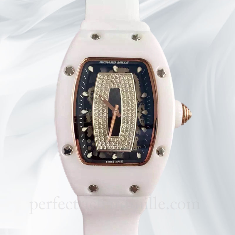 replica Richard Mille RM07-01 Ladies Automatic Watch Rubber Band Black With Diamonds Dial watch