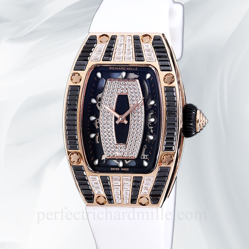 replica Richard Mille RM 07-01 Automatic Ladies Black With Diamonds Dial Watch Stainless Steel