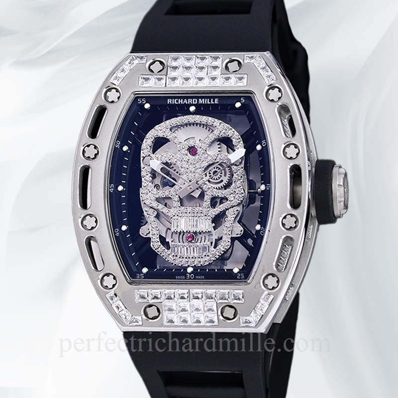 replica Richard Mille RM 052 Men Automatic Diamonds Skull Dial Watch