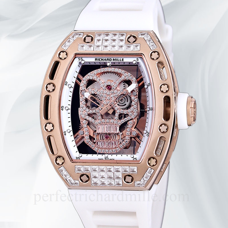 replica Richard Mille RM 052 Men Automatic Stainless Steel Watch Diamonds Skull Dial watch