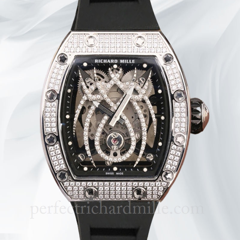 replica Richard Mille RM019 Hand Wind Men Diamond Bezel Watch Black With Diamonds Dial watch