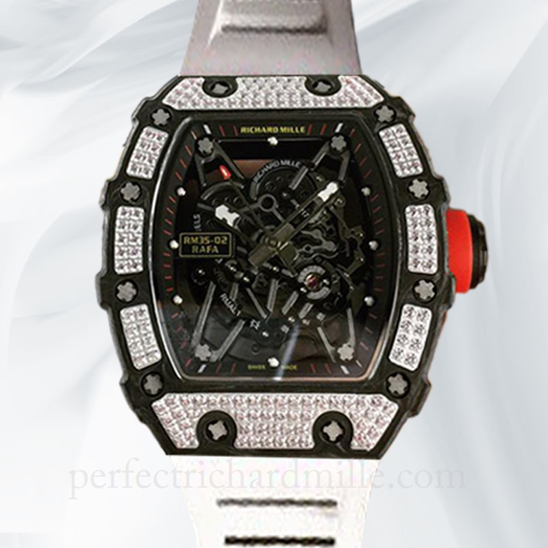 replica Richard Mille RM35-02 Mechanical Men Transparent Dial Watch Rubber Band watch