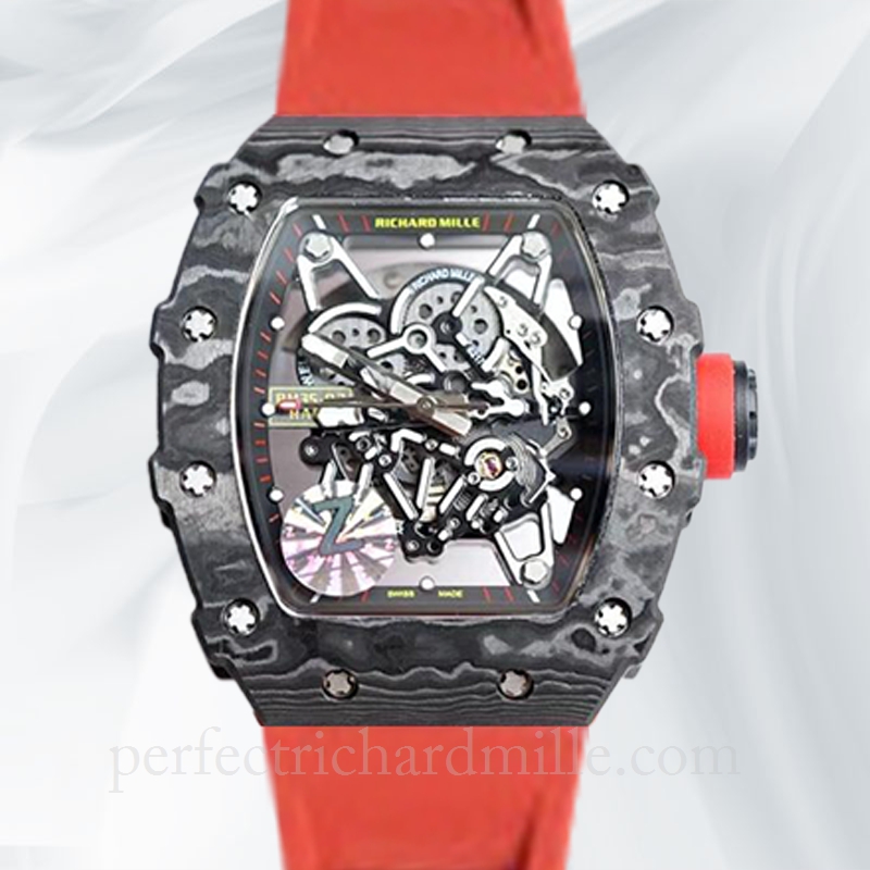 replica Richard Mille RM35-02 Mechanical Men Carbon Fiber Transparent Dial watch