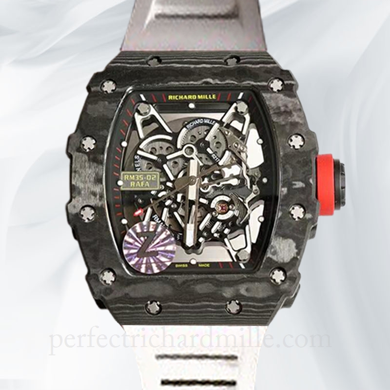 replica Richard Mille RM35-02 Mechanical Men Watch Carbon Fiber Transparent Dial watch