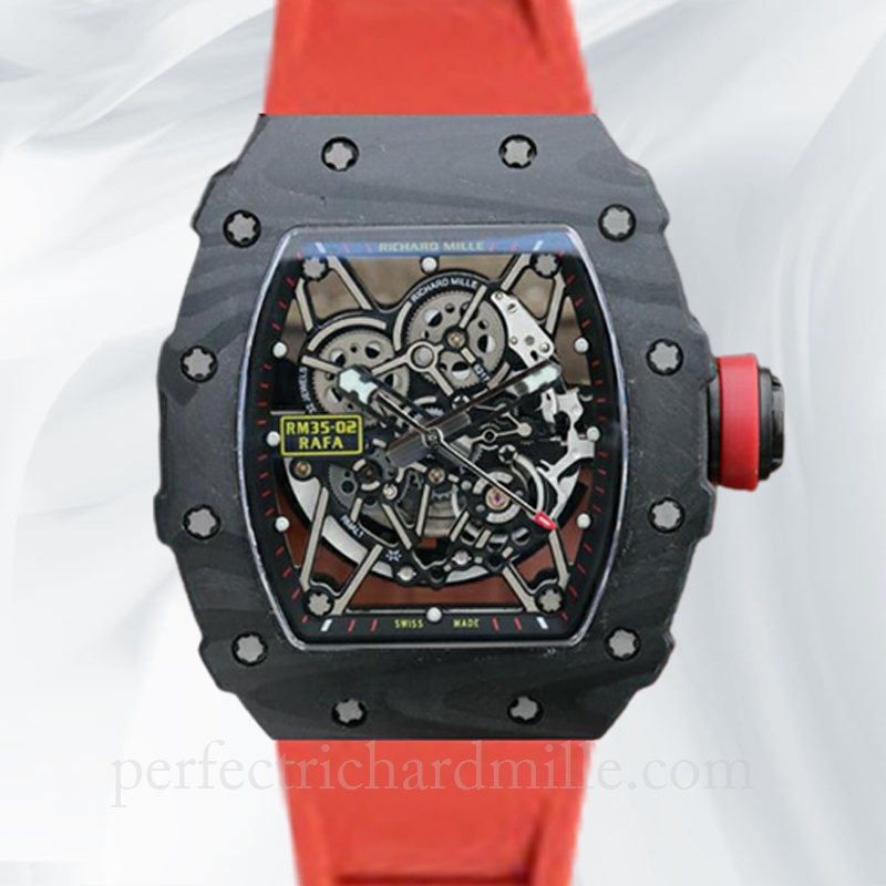 replica Richard Mille RM35-02 Mechanical Men Carbon Fiber Rubber Band watch