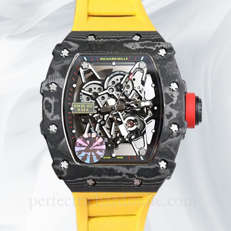 replica Richard Mille RM35-02 Mechanical Men Carbon Fiber Rubber Band watch
