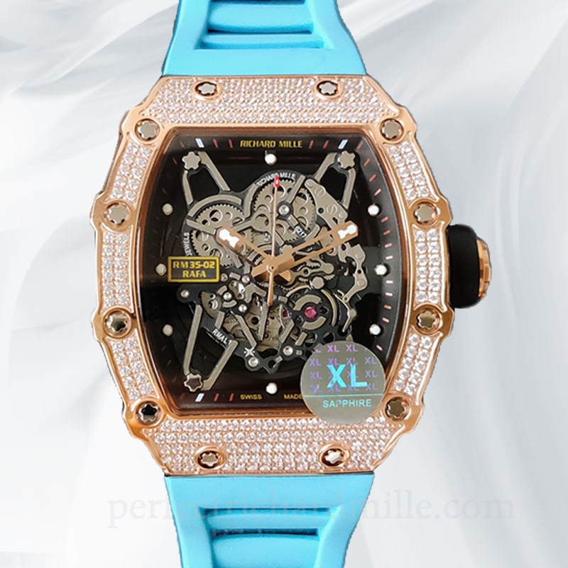 replica Richard Mille RM35-02 Mechanical Men Rubber Band Transparent Dial watch