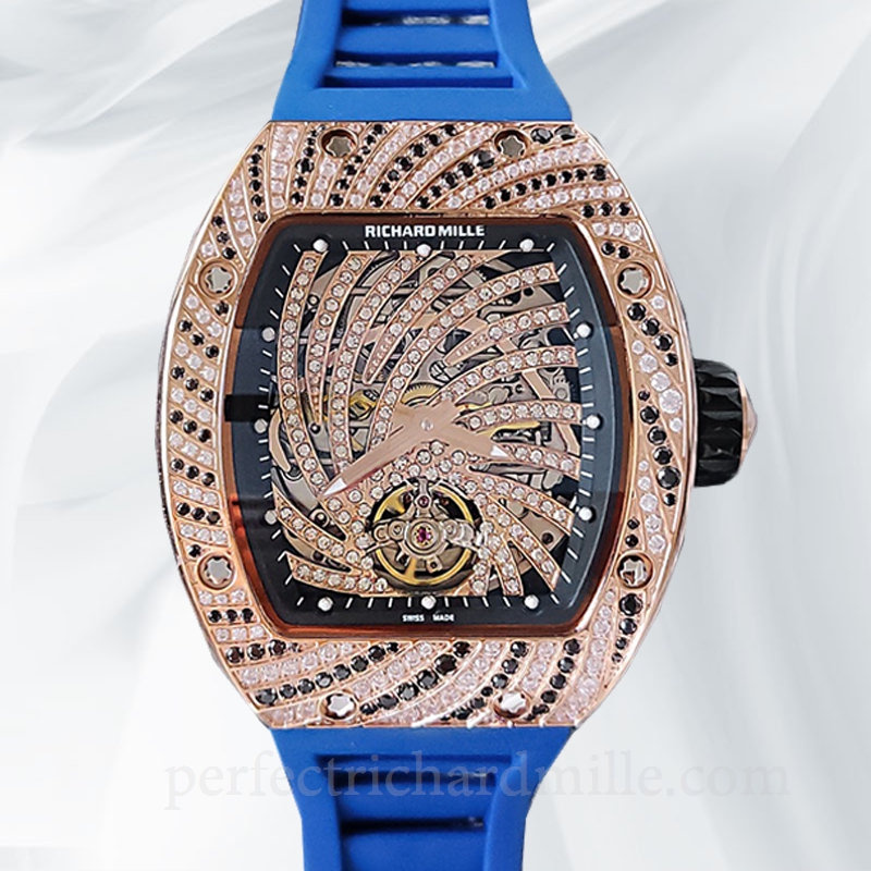 replica Richard Mille RM51-02 Mechanical Ladies Diamond Bezel Rubber Band Watch