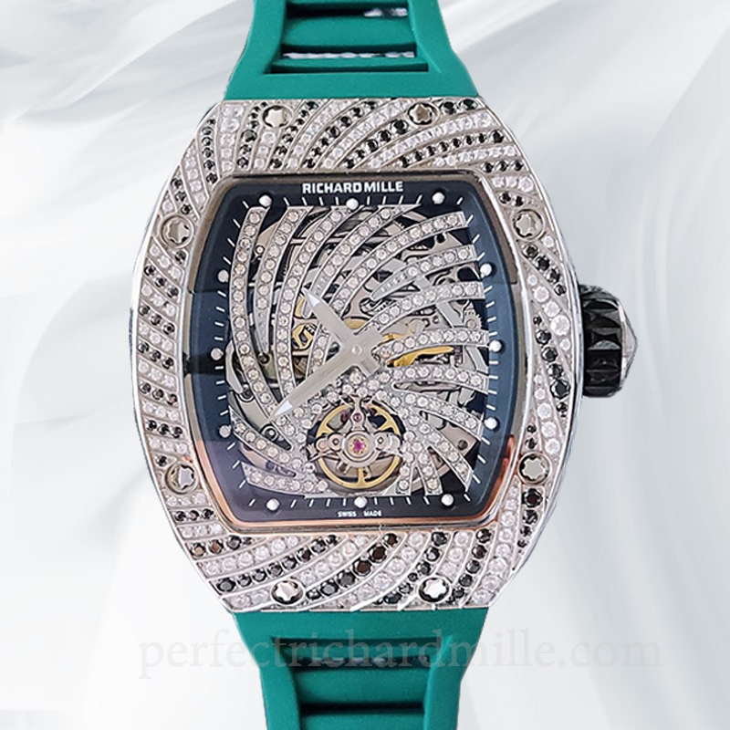 replica Richard Mille RM51-02 Ladies Mechanical Diamond Bezel Watch Diamond Paved Dial watch