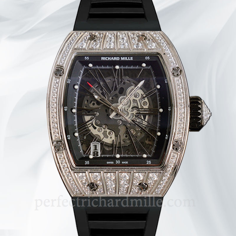 replica Richard Mille RM023 Men Automatic Transparent Dial Rubber Band Roman Numeral watch