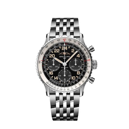 best replica Breitling - PB02301A1B1A1 Navitimer B02 Chronograph 41 Cosmonaute Stainless Steel - Platinum / Black / Bracelet watch