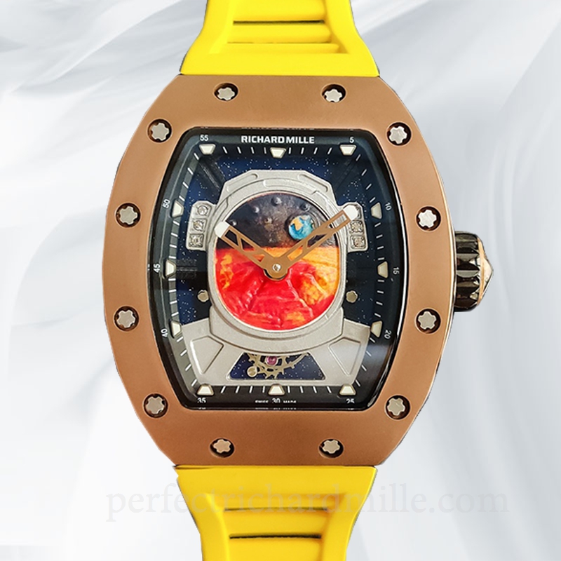 replica Richard Mille RM52-05 Men Mechanical Rubber Band Watch Mars Earth Dial watch