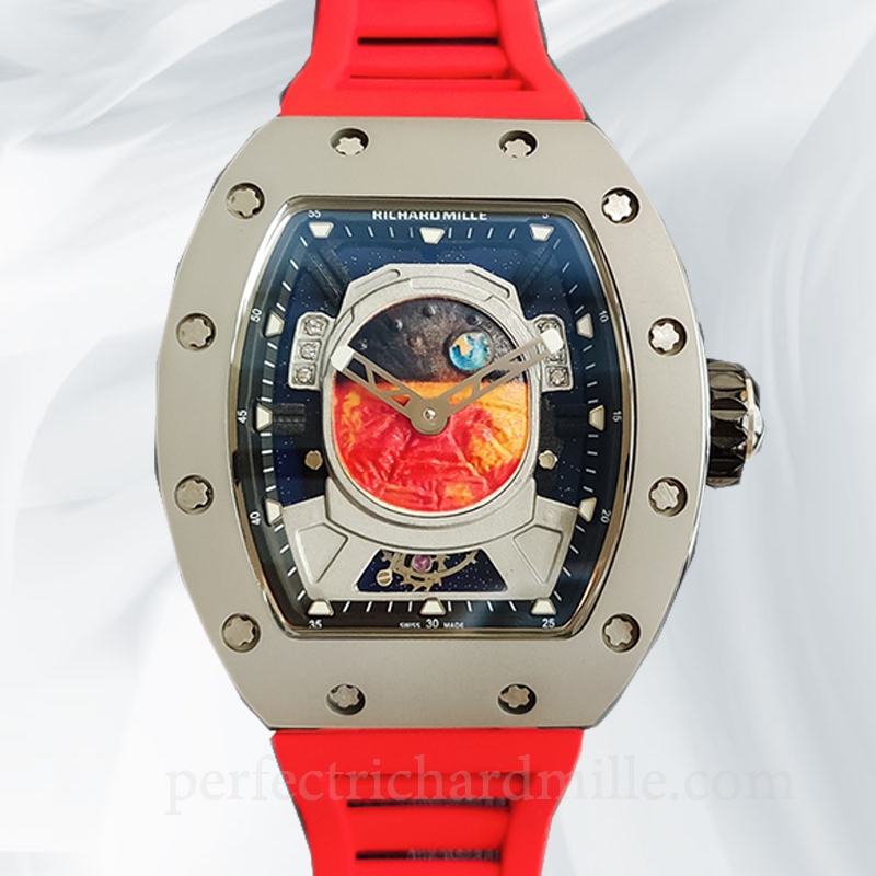 replica Richard Mille RM52-05 Men Mechanical Rubber Band Mars Earth Dial Watch