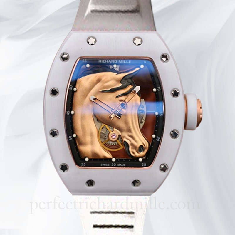 replica Richard Mille RM52-02 Mechanical Men Horse Head Skeleton Dial Rubber Band watch