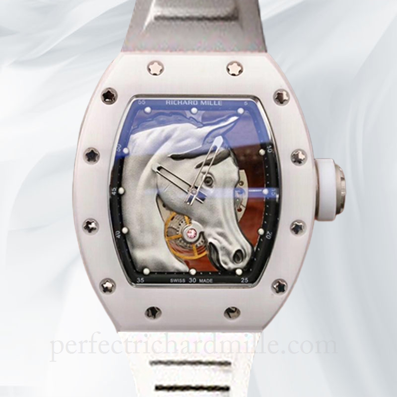 replica Richard Mille RM52-02 Mechanical Men Watch Rubber Band Horse Head Skeleton Dial watch