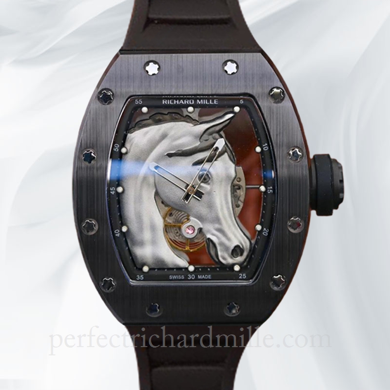 replica Richard Mille RM52-02 Men Mechanical Horse Head Skeleton Dial Rubber Band watch