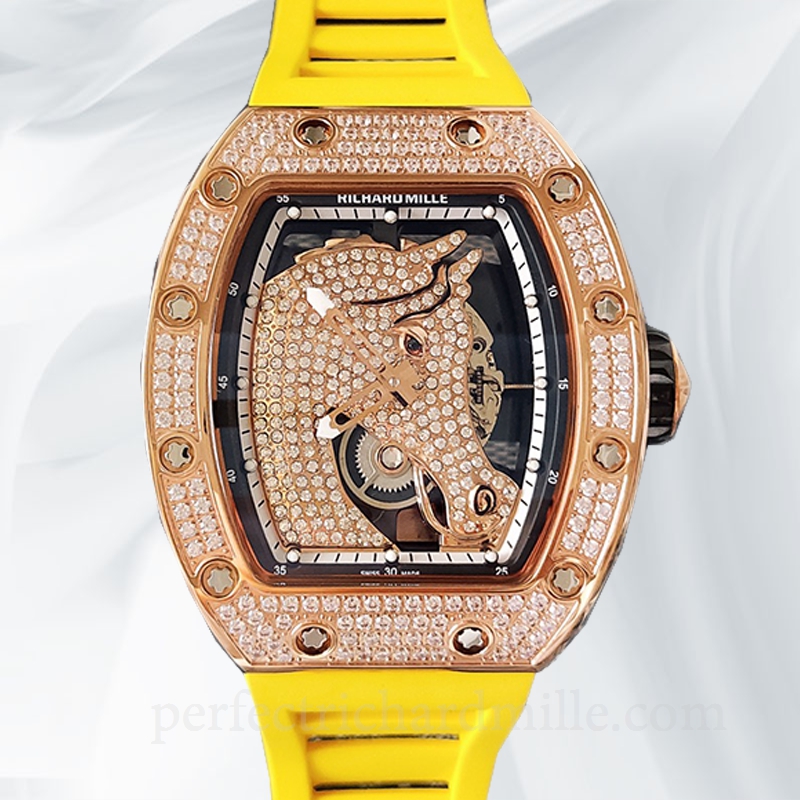 replica Richard Mille RM52-02 Men Mechanical Diamond Bezel Watch Rubber Band watch