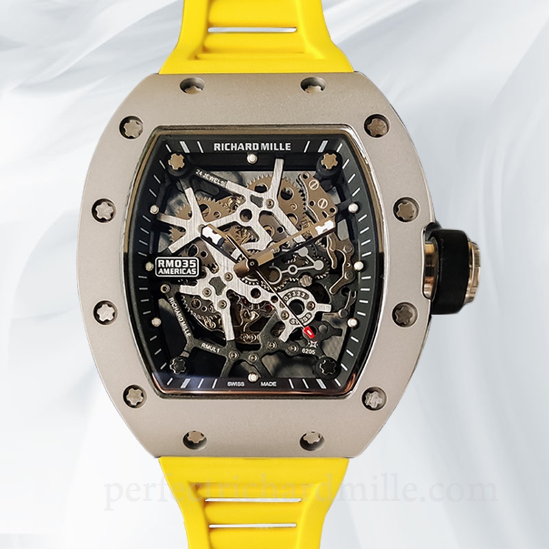 replica Richard Mille RM35 Men Mechanical Skeleton Dial Watch Rubber Band watch