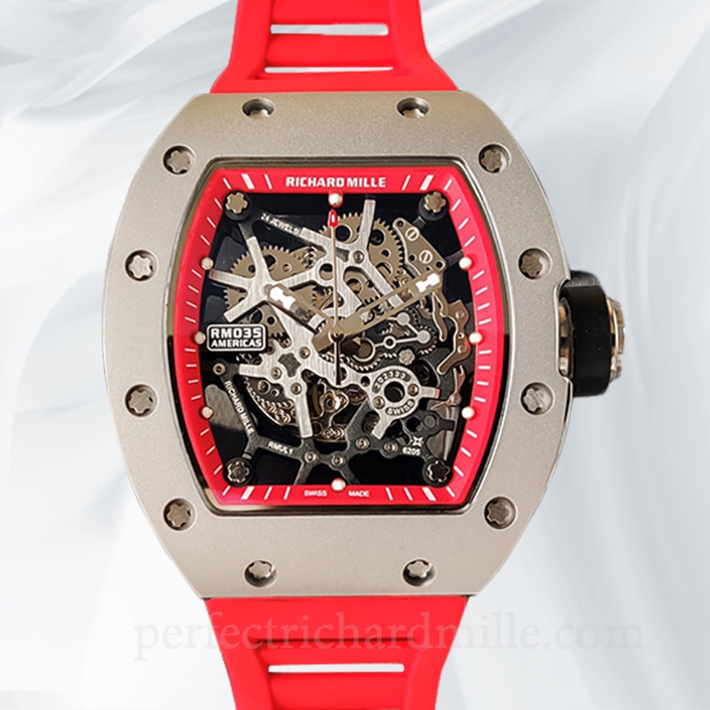 replica Richard Mille RM35 Men Mechanical Rubber Band Skeleton Dial watch