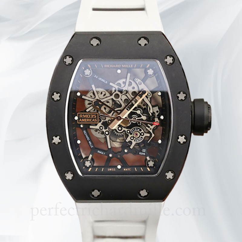 replica Richard Mille RM035 Men Mechanical Rubber Band Transparent Dial Watch