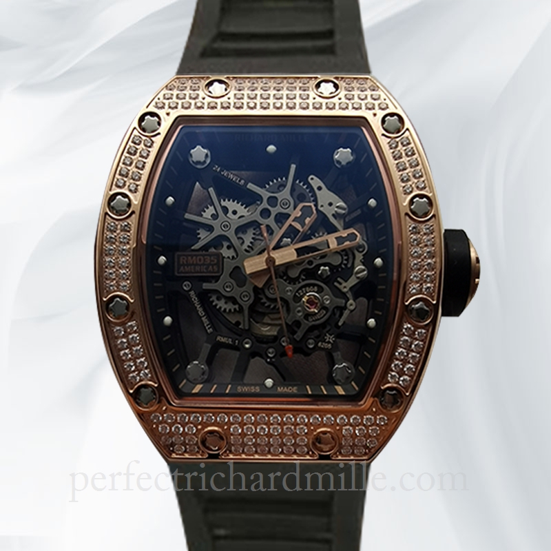 replica Richard Mille RM035 Mechanical Men Watch Diamond Bezels Bezel Rubber Band watch
