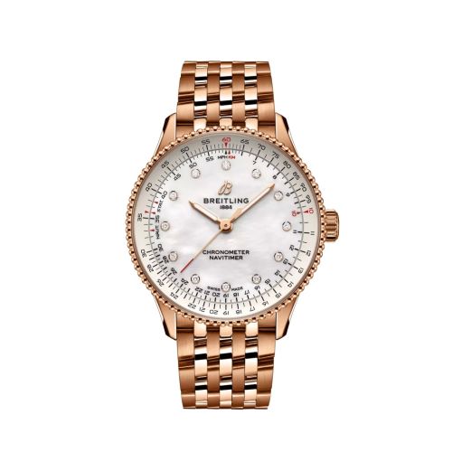 best replica Breitling - R17327211A1R1 Navitimer Automatic 36 Red Gold / MOP / Bracelet watch