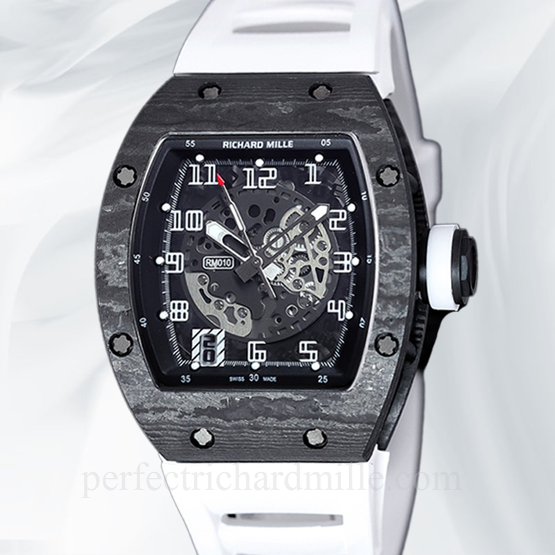 replica Richard Mille RM 010 Automatic Men Carbon Fiber Rubber Band watch