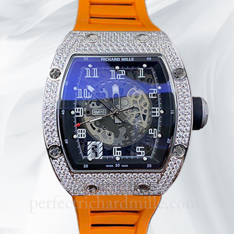 replica Richard Mille RM010 Mechanical Men Rubber Band Transparent Dial watch