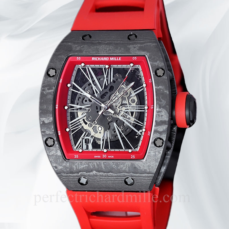 replica Richard Mille RM 010 Automatic Men Rubber Band Transparent Dial Watch