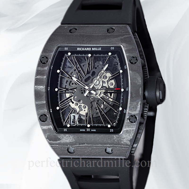 replica Richard Mille RM 010 Men Automatic Carbon Fiber Rubber Band watch