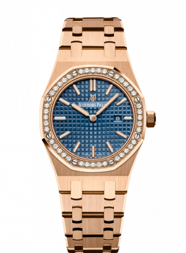 replica Audemars Piguet - 67651OR.ZZ.1261OR.02 Royal Oak 67651 Quartz Pink Gold / Blue / Bracelet watch