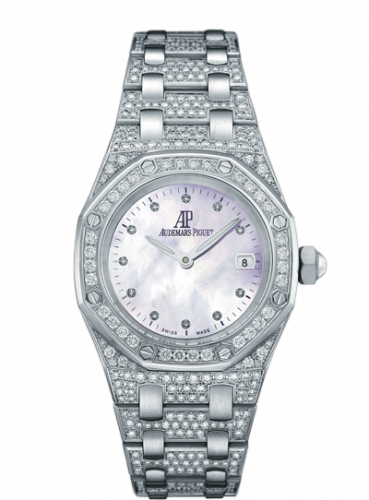 replica Audemars Piguet - 67602BC.ZZ.1212BC.01 Royal Oak 67602 Quartz White Gold / Diamond / MOP / Bracelet watch