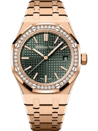 replica Audemars Piguet - 15551OR.ZZ.1356OR.03 Royal Oak Selfwinding 37 Pink Gold - Diamond / Khaki Green / 50th Anniversary watch