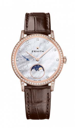 replica Zenith - 22.2321.692/82.C713 Elite Lady Moonphase Rose Gold / Mother of Pearl / Alligator watch