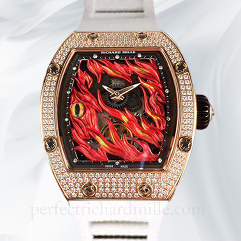 replica Richard Mille RM26-02 Hand Wind Men Flame Dial Diamond Bezel watch