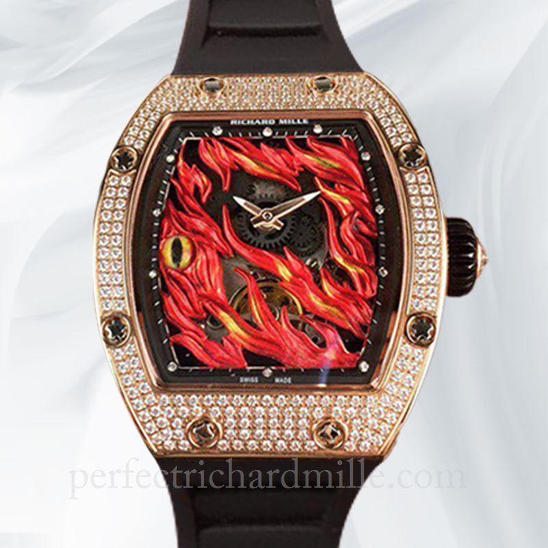 replica Richard Mille RM26-02 Men Hand Wind Watch Flame Dial Diamond Bezel watch